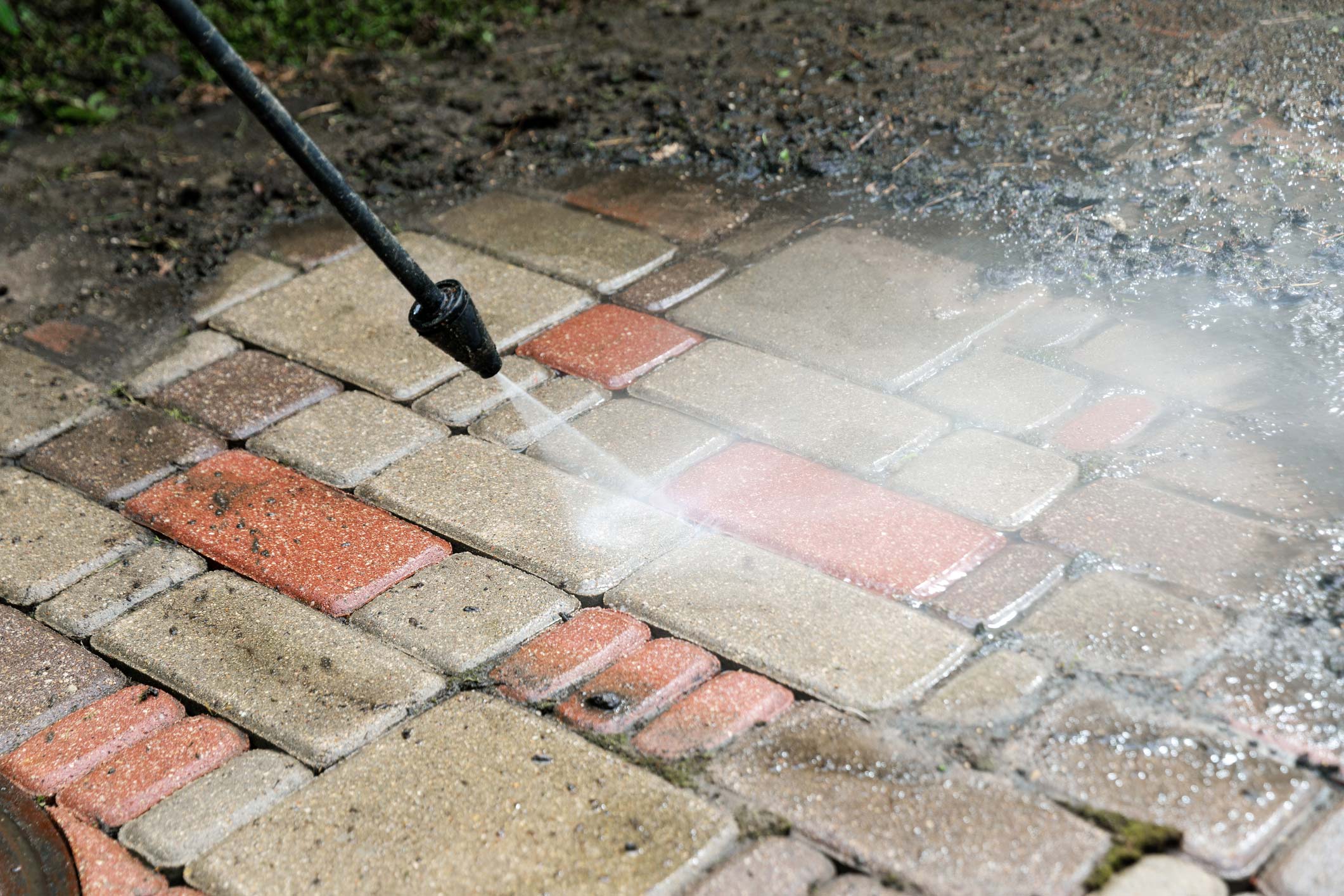 High Pressure Cleaning - Outdoor floor cleaning with high pressure water jet
