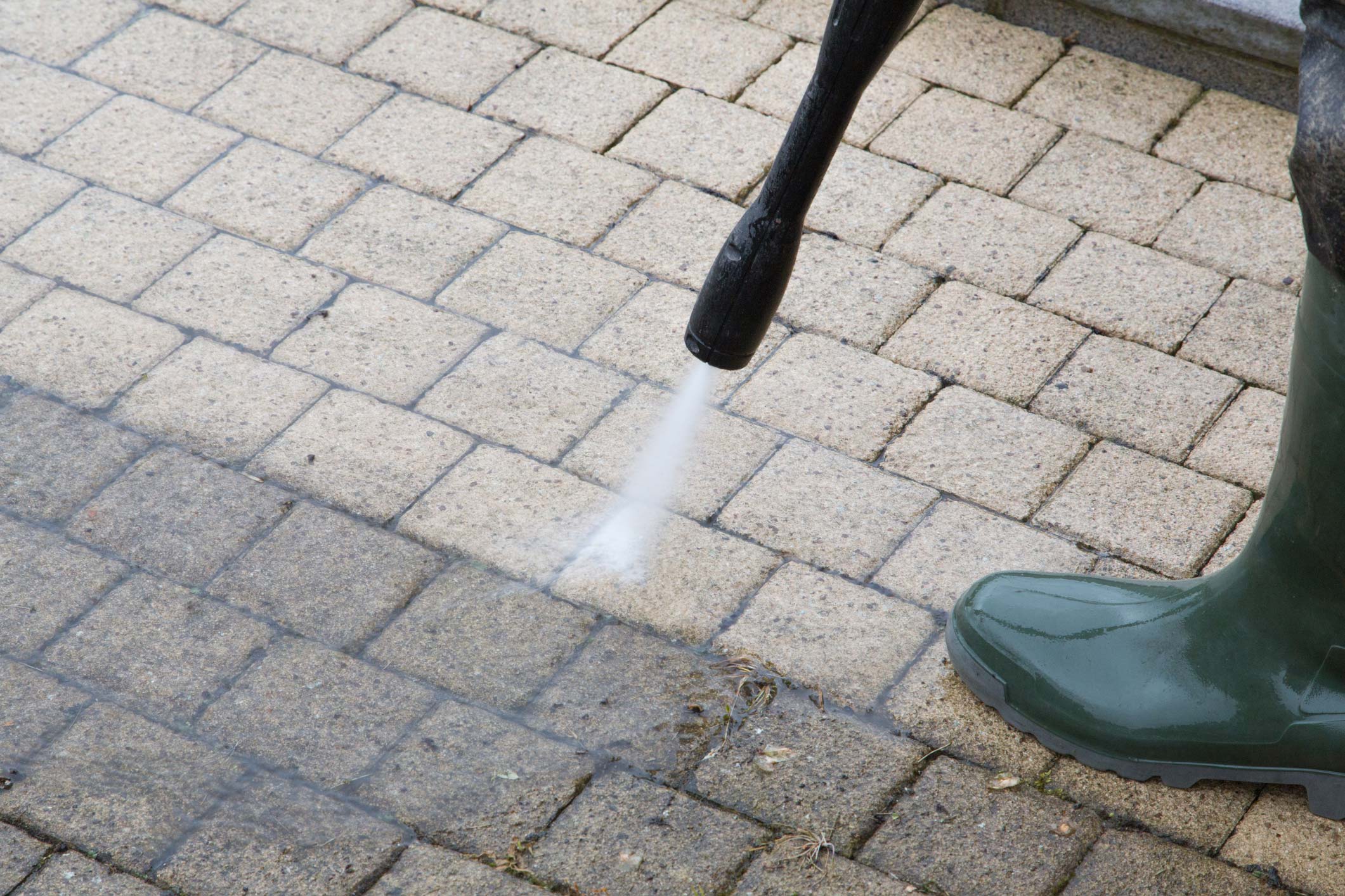 Washing services - block paving cleaning with high pressure washer